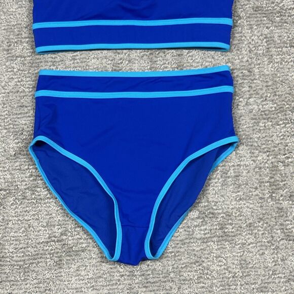 Kiava Swimsuit Womens Small High Waisted 2 Piece Blue Aqua Padded Bathing Suit - Picture 5 of 6